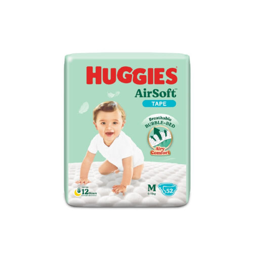 Huggies AirSoft Tape M Belts System Diaper 6-11 kg 52 pcs (Malaysia)