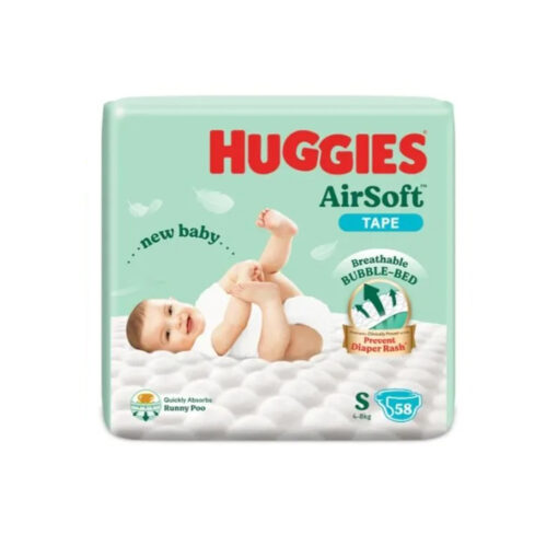 Huggies AirSoft Tape S Belts System Diaper 4-8 kg 58 pcs (Malaysia)