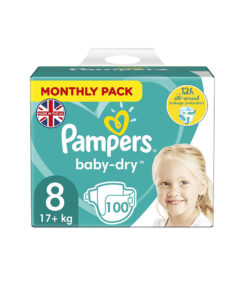 Pampers Baby Dry Diaper Size 8 belt 17+ kg 52 pcs Jumbo Pack (UK)